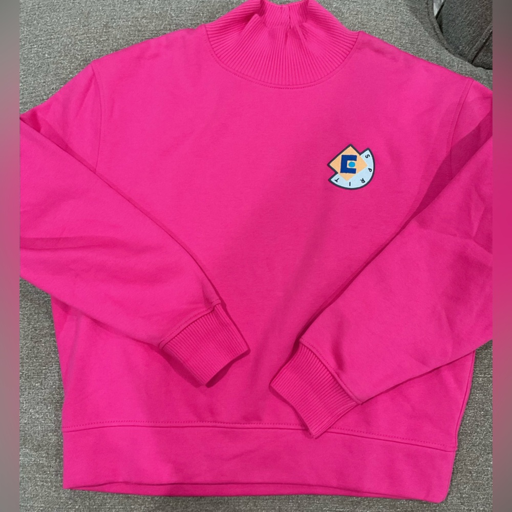 Esprit pink sweatshirt size small mock turtleneck embroidered logo